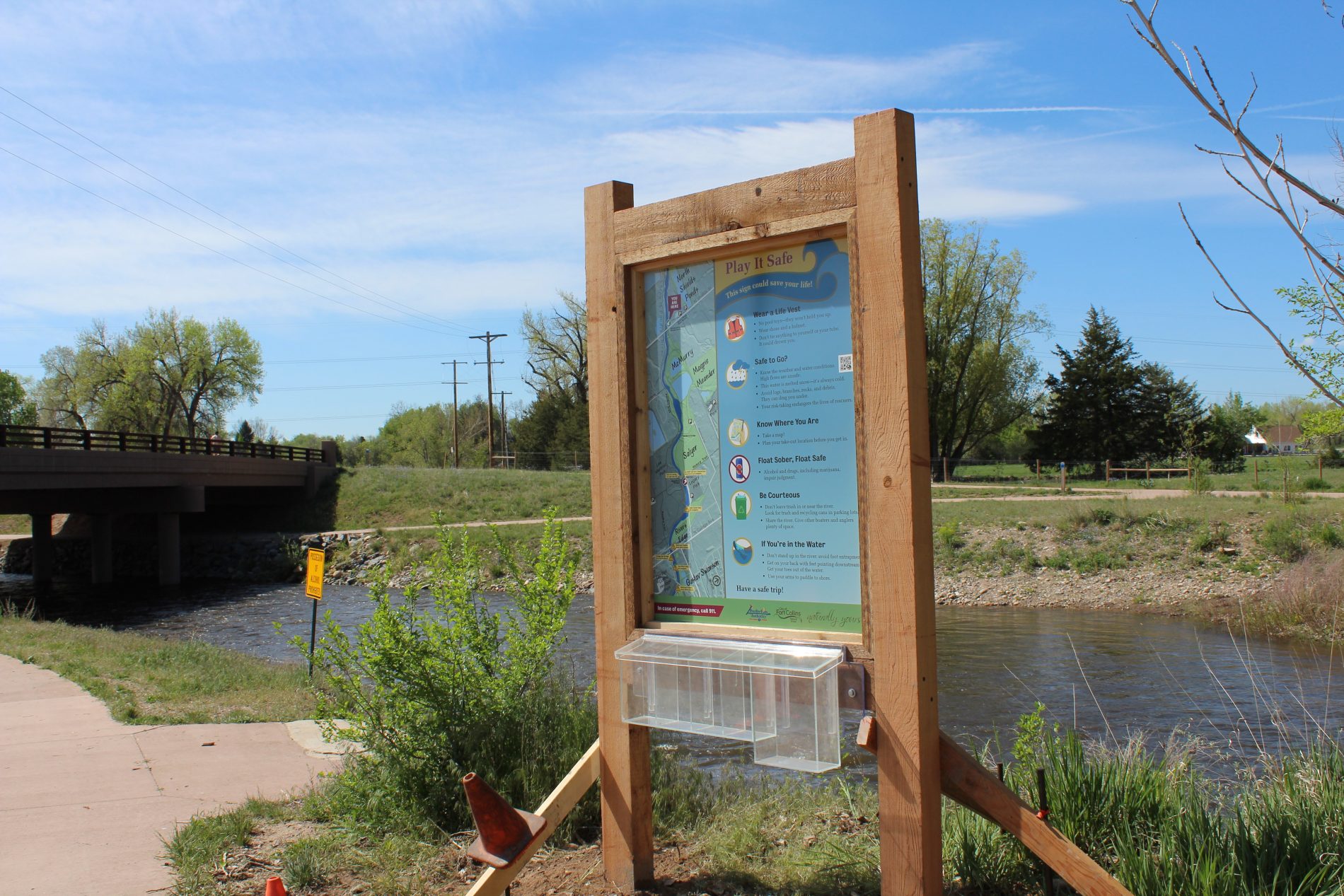 Play It Safe on the Poudre sign