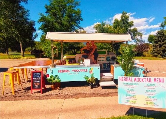 The mobile bar set up for Herbal Mocktails in Fort Collins.
